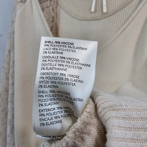 By Anthropologie Shirt Womes Large Cream Lace Sleeve Balloon Faux Wrap Sweater - Picture 11 of 15